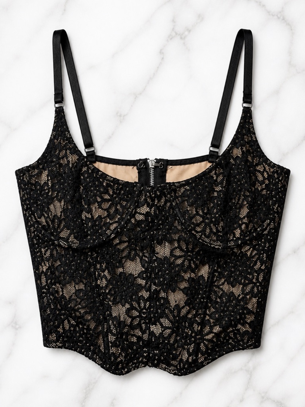 White Fox Black Lace Bustier Crop Top (245)